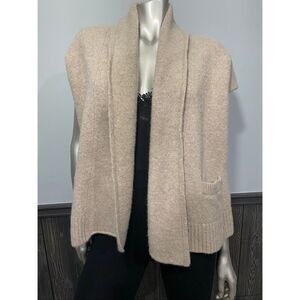 Medium Repeat wool cashmere blend open front sweater/cardigan in oatmeal colour.